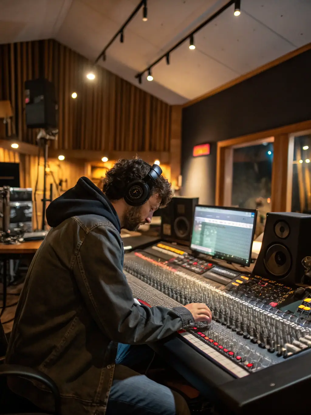 A behind-the-scenes photo of artists in the studio, creating music, showcasing the exclusive content members receive.