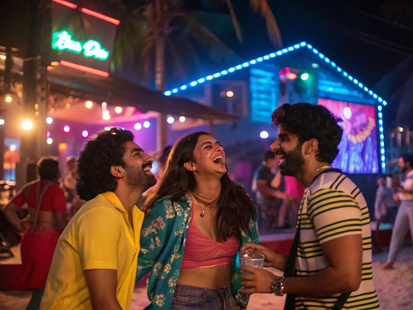 A vibrant image showcasing a diverse group of people enjoying an LME event, with dynamic lighting and energetic atmosphere, symbolizing the global network and community access.