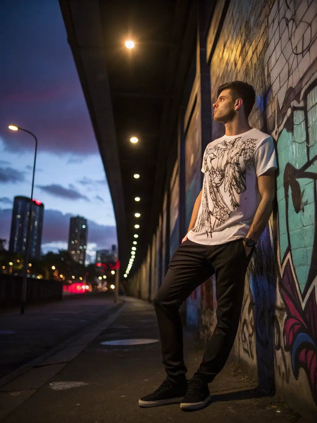 A stylish photo of someone wearing LME merchandise, highlighting the limited edition tees and hats available in the merch store.